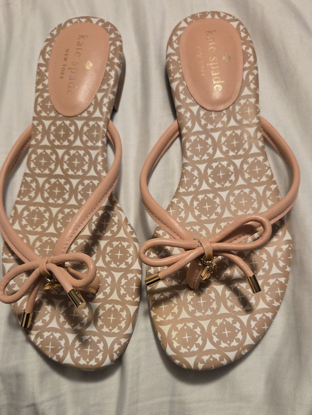 kate spade Neutral Blush Bow Toe-Post Sandals